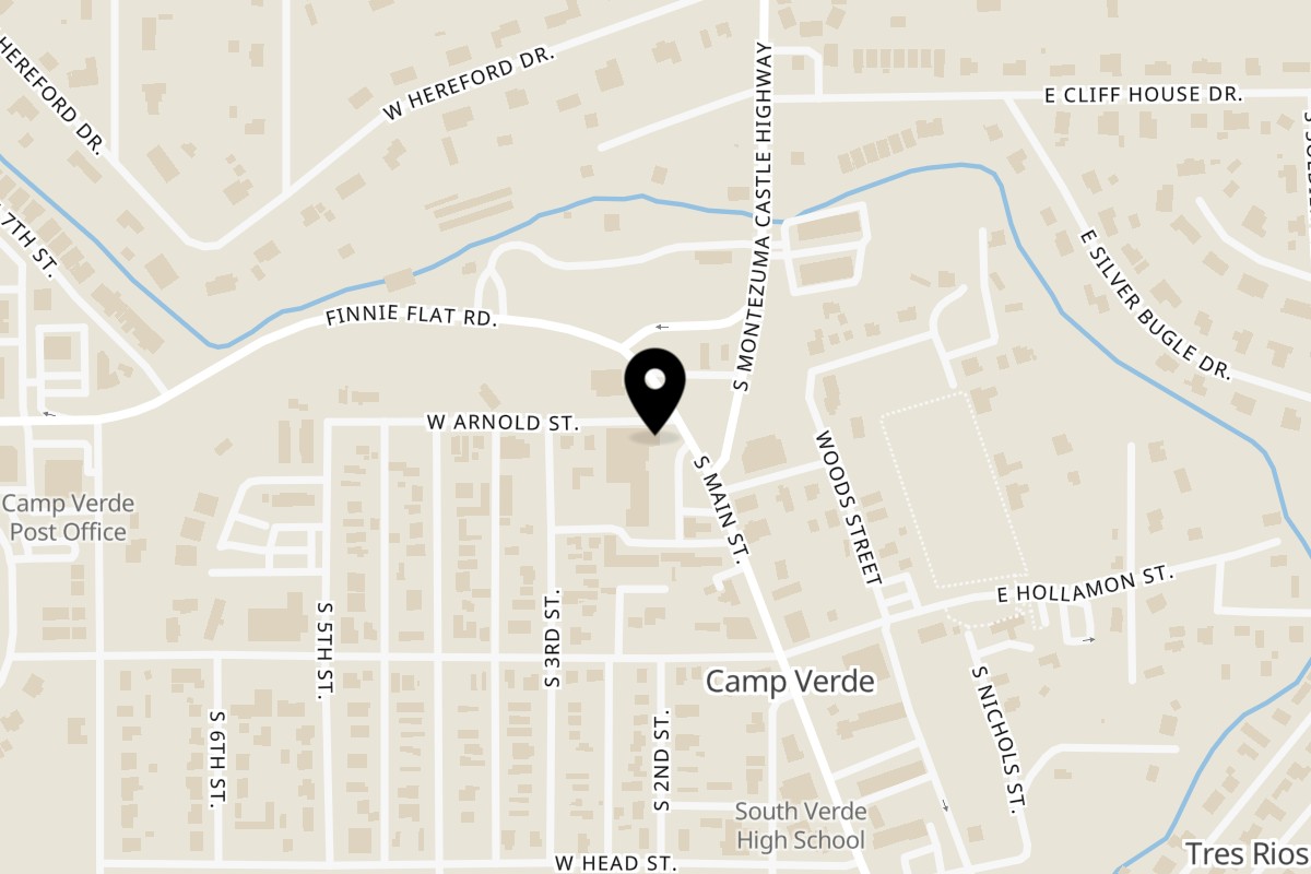 Map showing the location of Astoria International Bistro on 348 South Main Street in Camp Verde